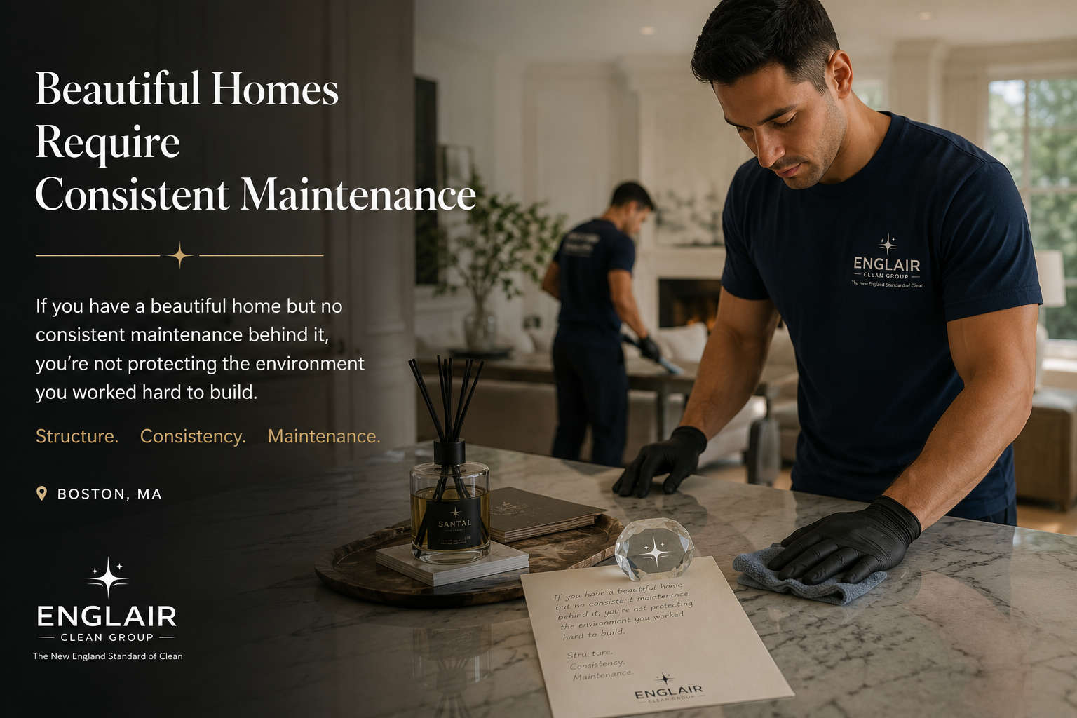 Englair Clean Group professional home maintenance service in a beautiful Boston home