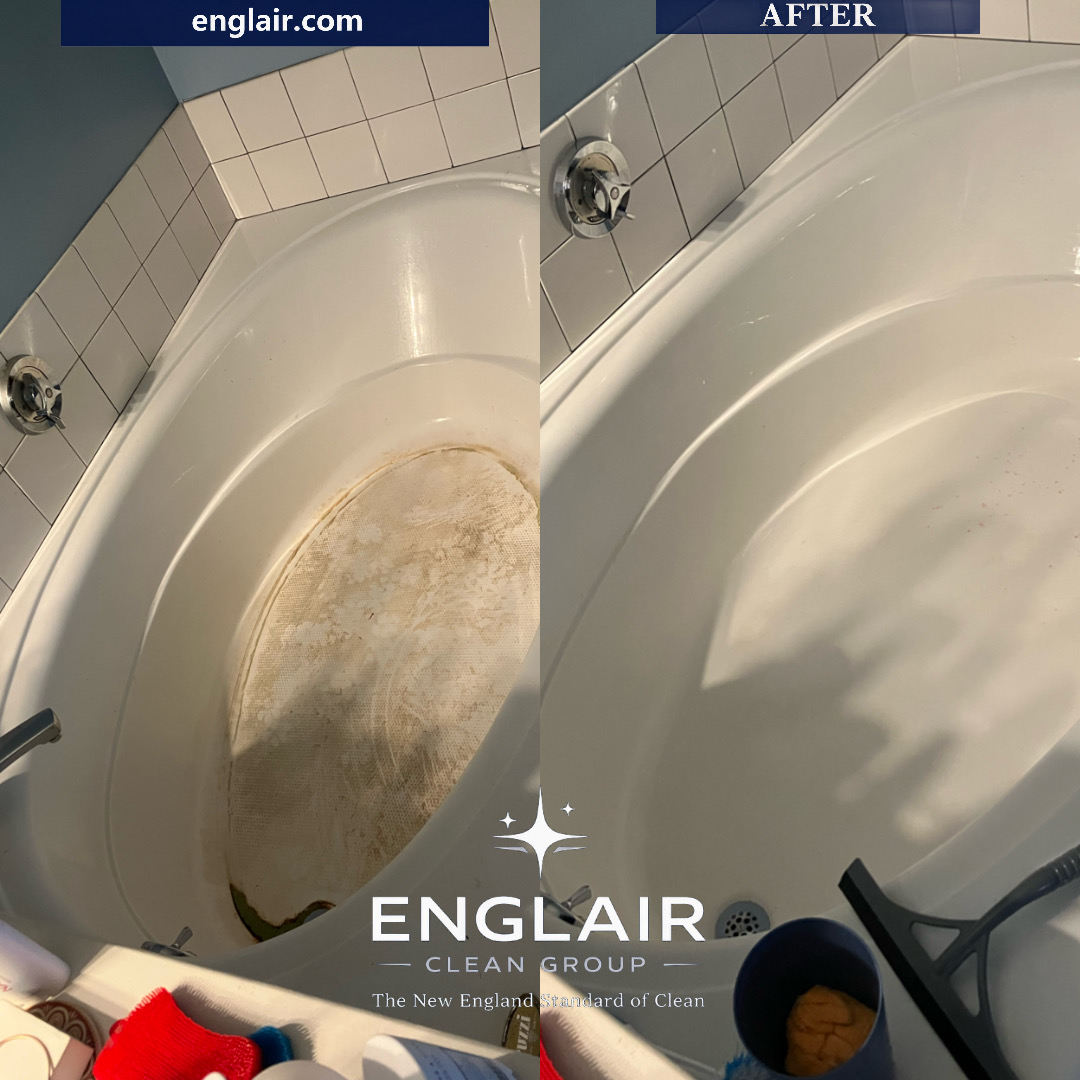 Before and after bathtub deep cleaning by Englair Clean Group