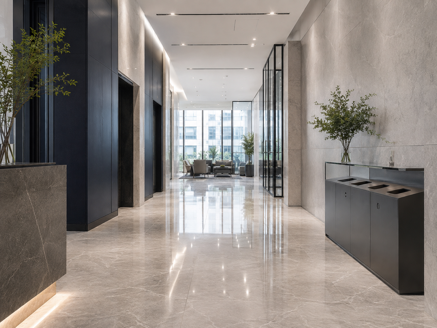 Refined commercial office lobby representing a tailored Englair commercial cleaning scope