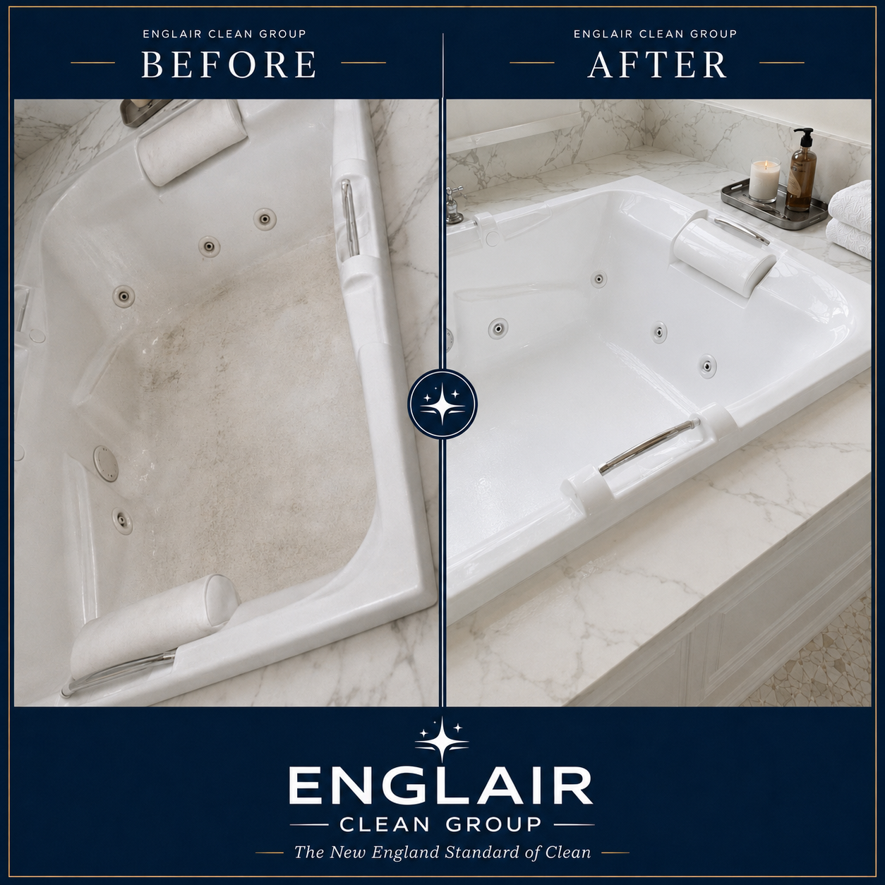 Before and after jacuzzi cleaning result by Englair Clean Group