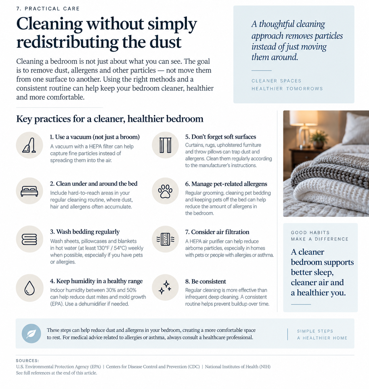 Cleaning without redistributing the dust